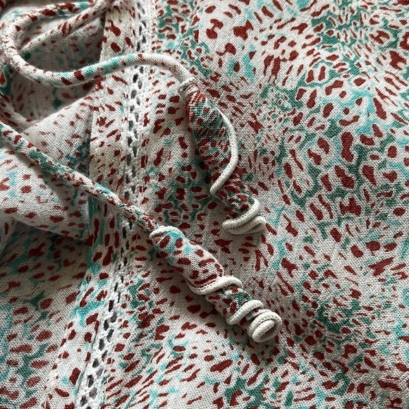 Poupette St. Barth Viscose Puff Sleeve V-neck Pull Over Blouse Sz. Small - Picture 7 of 14